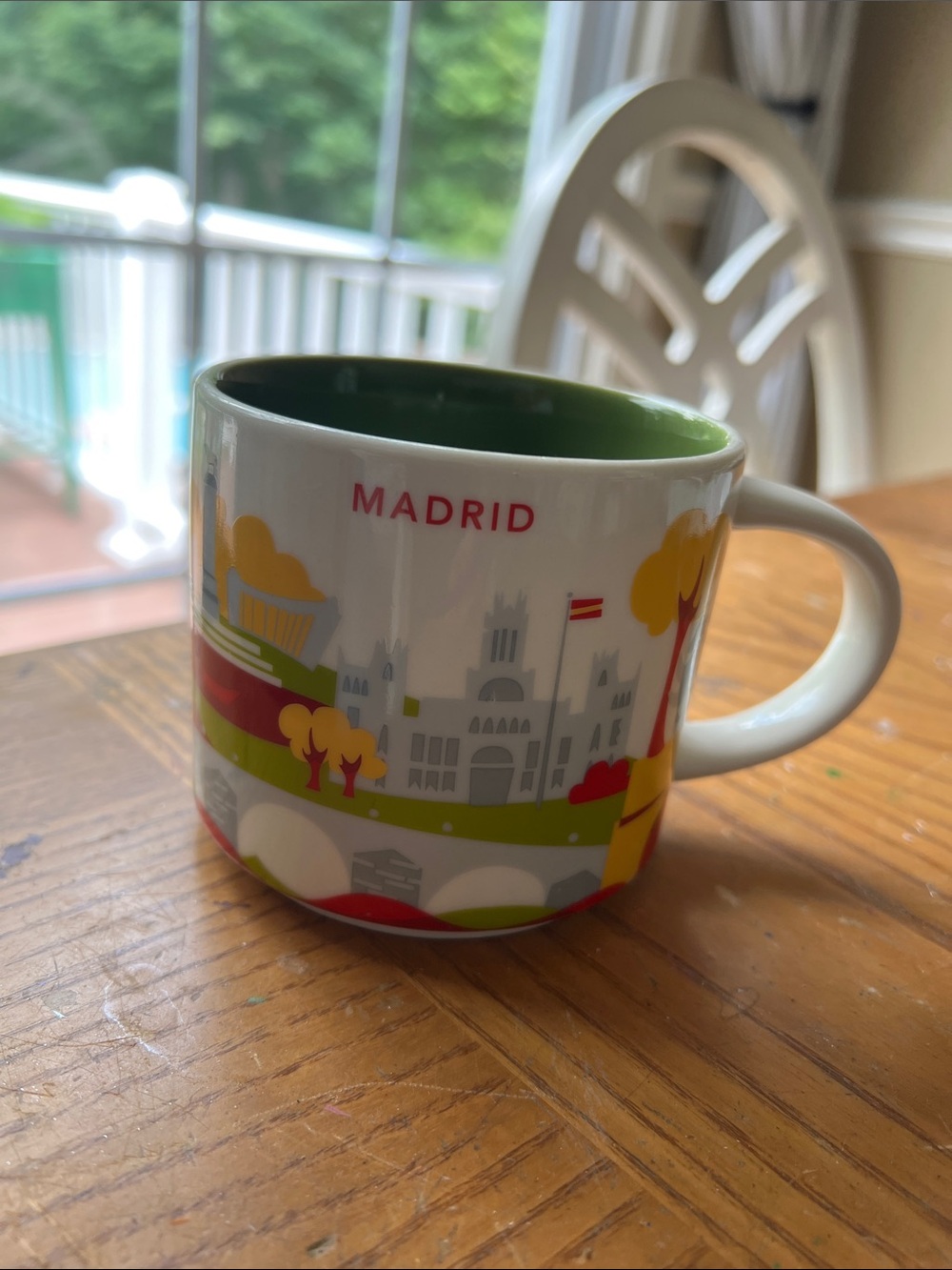 Starbucks Madrid Ceramic Mug - Green Interior with Red and Yellow Accents